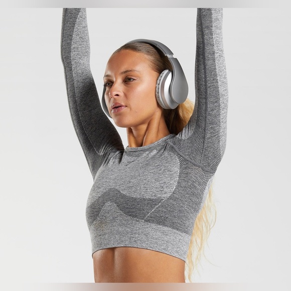 Gymshark Flex long sleeve crop top in charcoal/teal - Picture 2 of 11